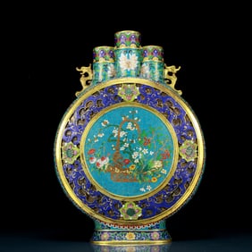 A perfect cloisonné floral amphorae