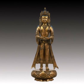 A Solemn Bronze Statue of Amitayus