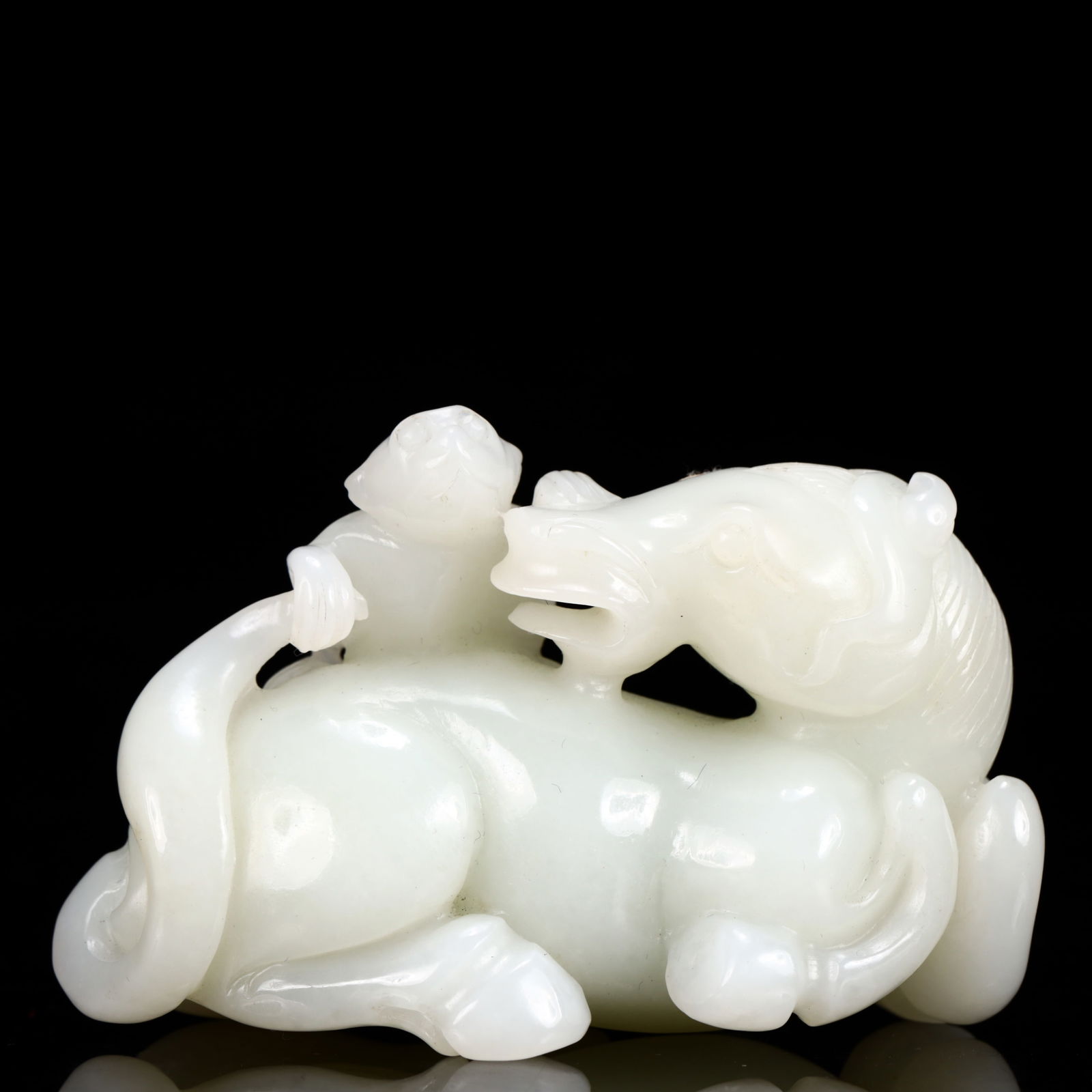 An Exquisite White Jade Horse and Monkey Ornament (1 of 10)