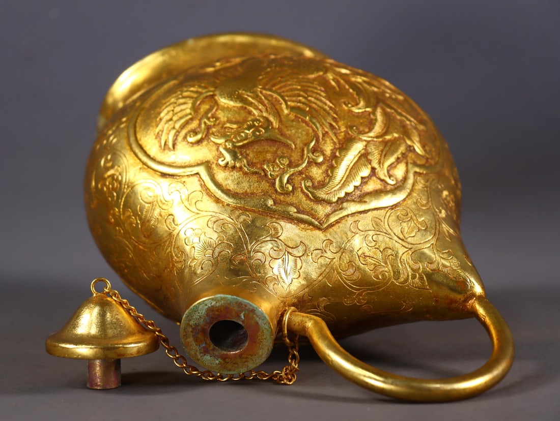 An Exquisite Gilt Bronze Phoenix Pattern Pot - 7