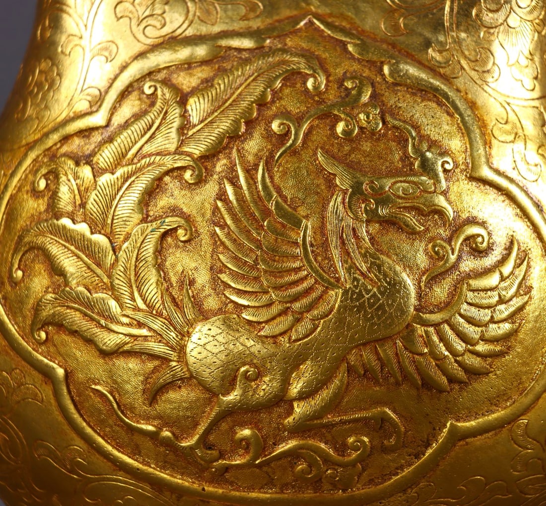 An Exquisite Gilt Bronze Phoenix Pattern Pot - 8