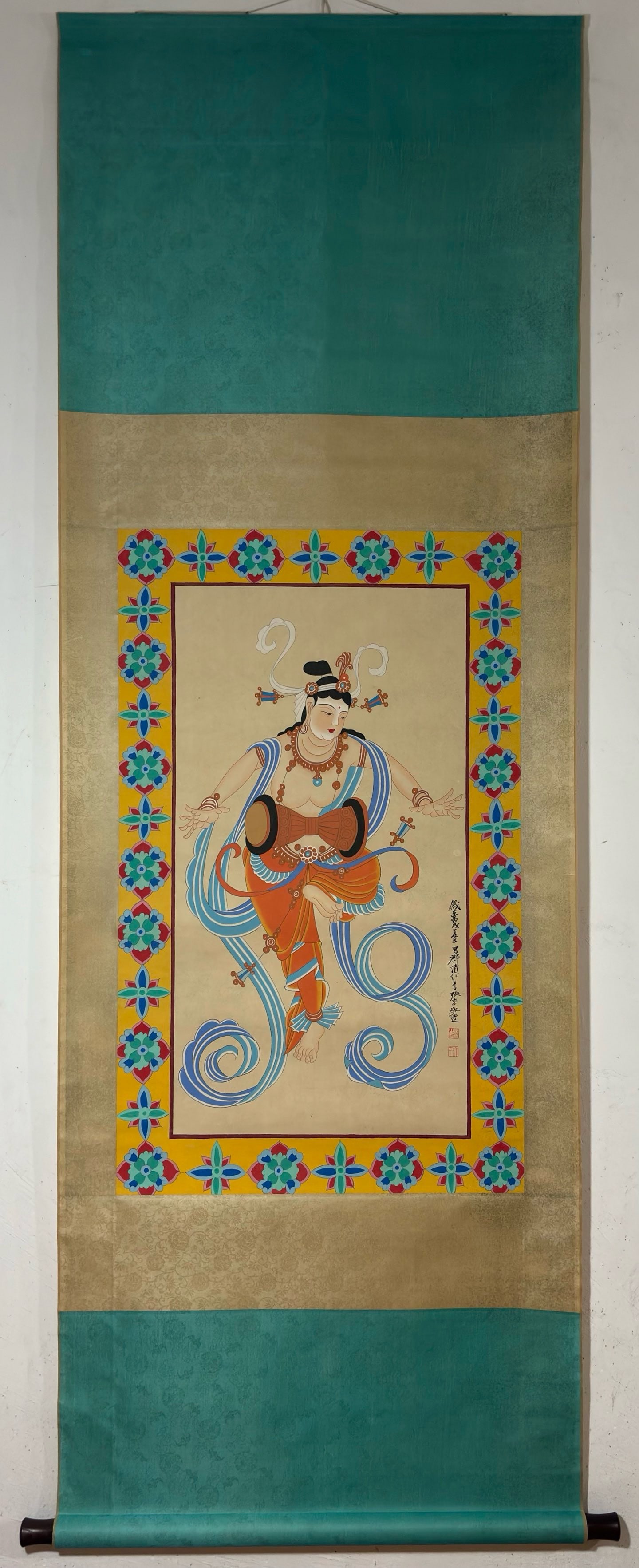 A Chinese Vertical Scroll Ink Painting of Buddha on Paper,Zhang Daqian: A Chinese Vertical Scroll Ink Painting of Buddha on Paper,Zhang Daqian,Size:(Without frame)91cmx55.5cm 