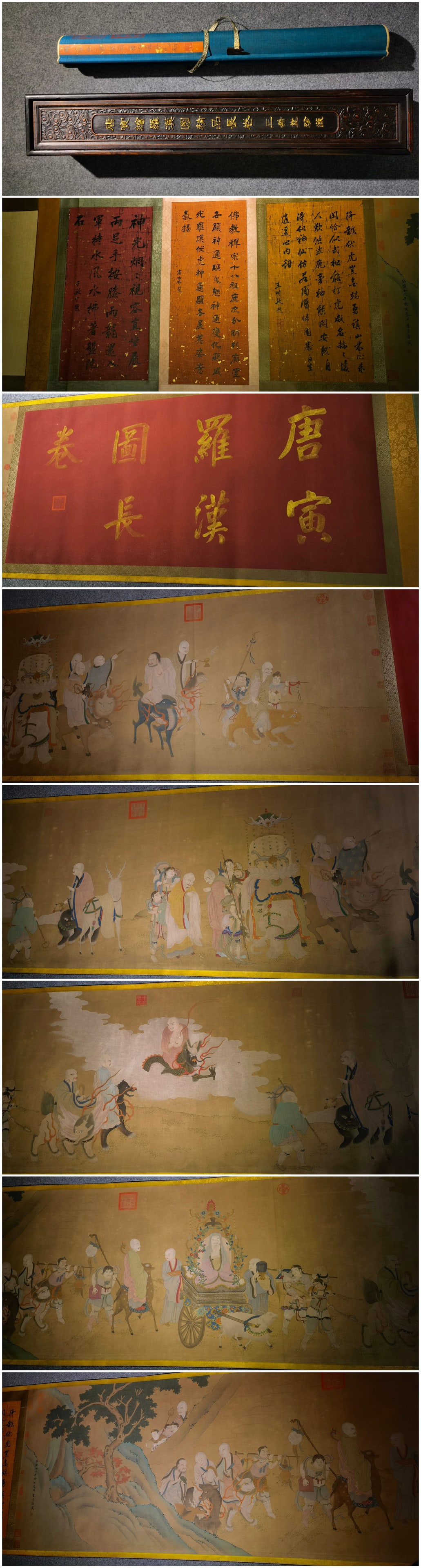 A Chinese Hand Scroll Ink Painting of Arhat on Silk,Tang Yin: A Chinese Hand Scroll Ink Painting of Arhat on Silk,Tang Yin,Size:(entirety)1020cmx75cm 