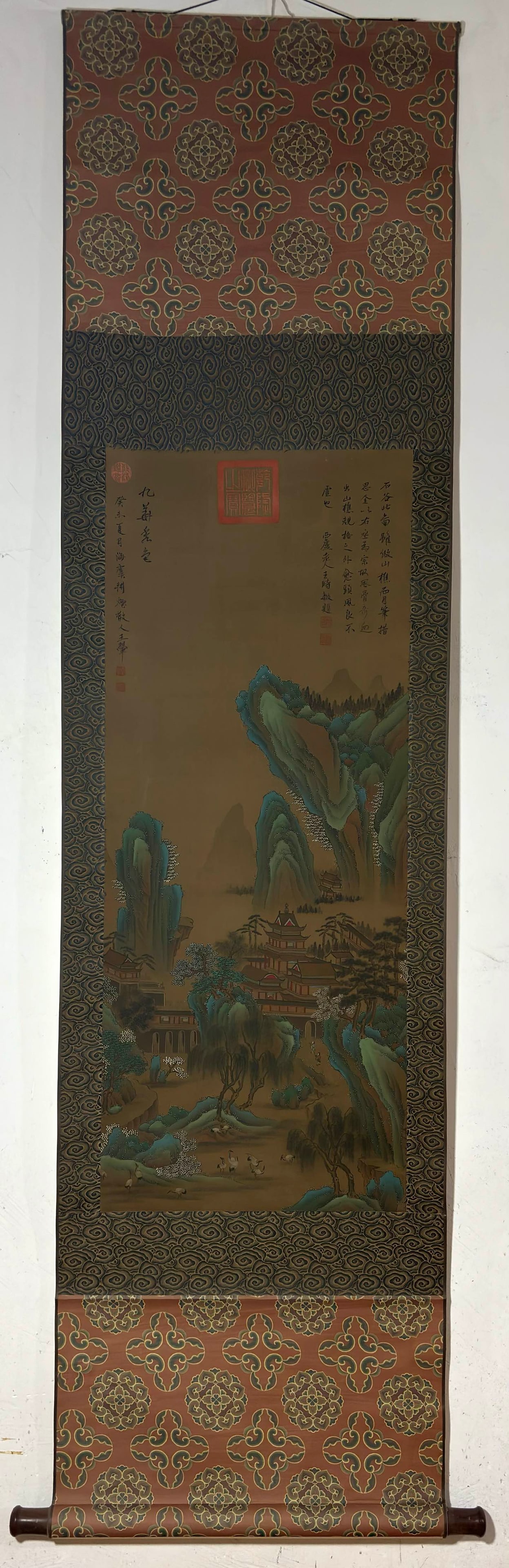 A Chinese Vertical Scroll Ink Painting of Landscape and Figure on Silk,Wang Hui (1 of 10)