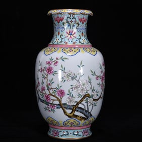 A Rare Famille-Rose Flower Pattern Vase