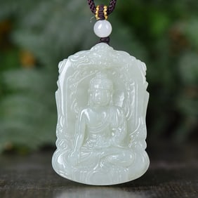 An Exquisite White Jade Sakyamuni Pendant