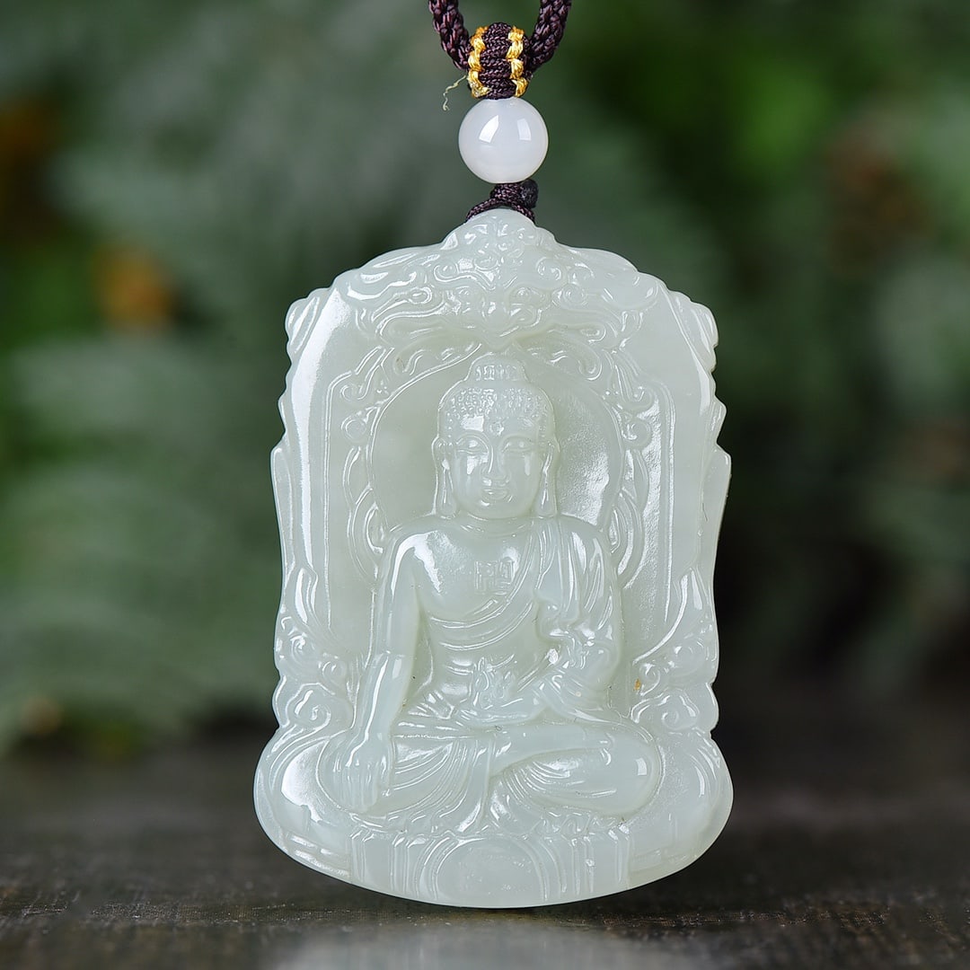 An Exquisite White Jade Sakyamuni Pendant (1 of 5)