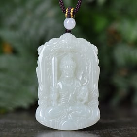 An Exquisite White Jade Bodhisattva Pendant