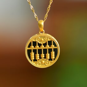 An Exquisite Sterling Silver-Gold Plated Inlaid Black Jade Pendant