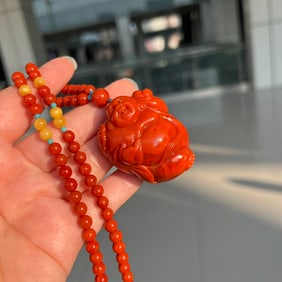 An Exquisite Agate Maitreya Buddha Pattern Pendant