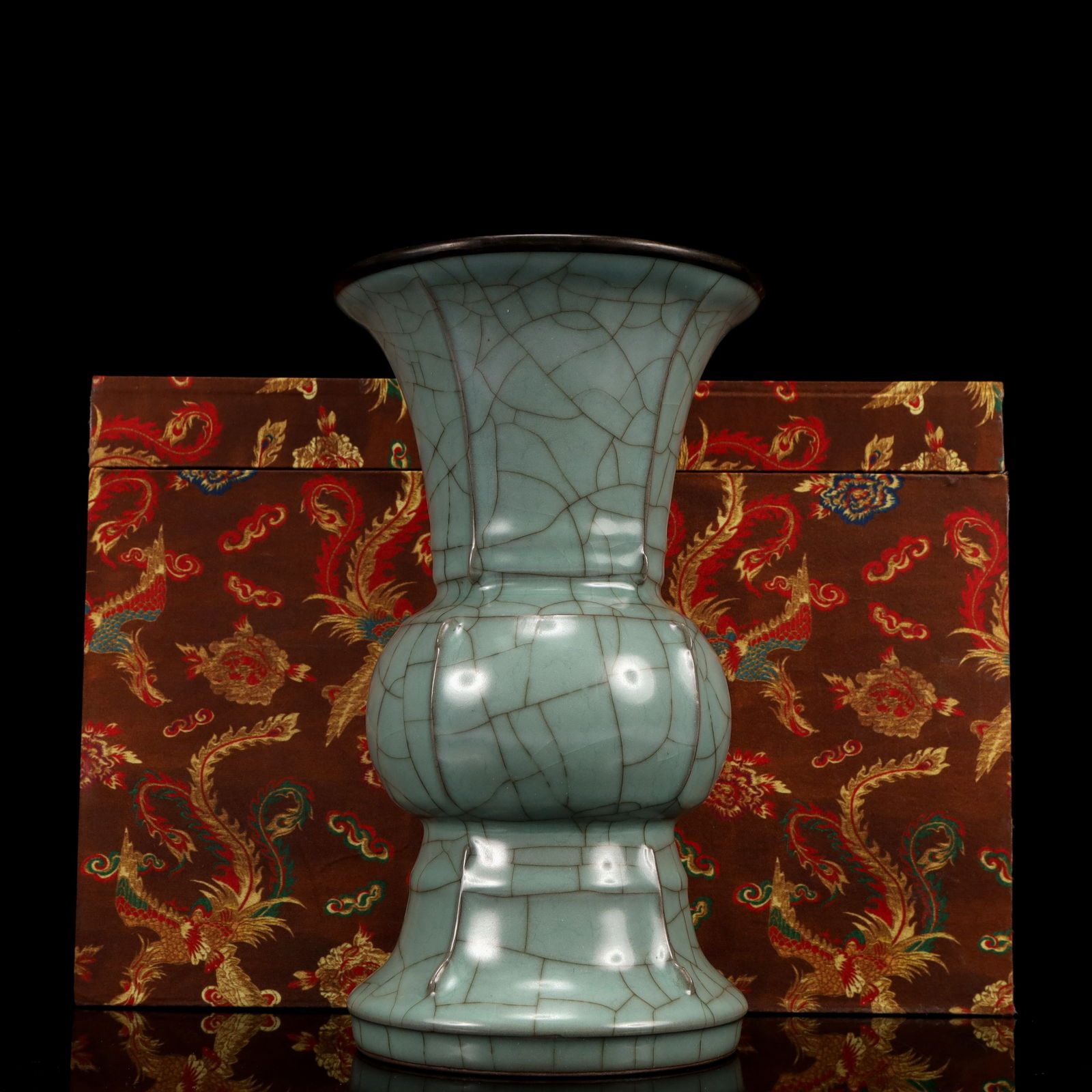 An Exquisite Sky Blue Glazed Vase,with an Imperial Poem by Emperor Qianlong: An Exquisite Sky Blue Glazed Vase,with an Imperial Poem by Emperor Qianlong,Qing Dynasty, China,Size:5.1inx5.1inx8.7in 天青釉瓶,带乾隆御题诗