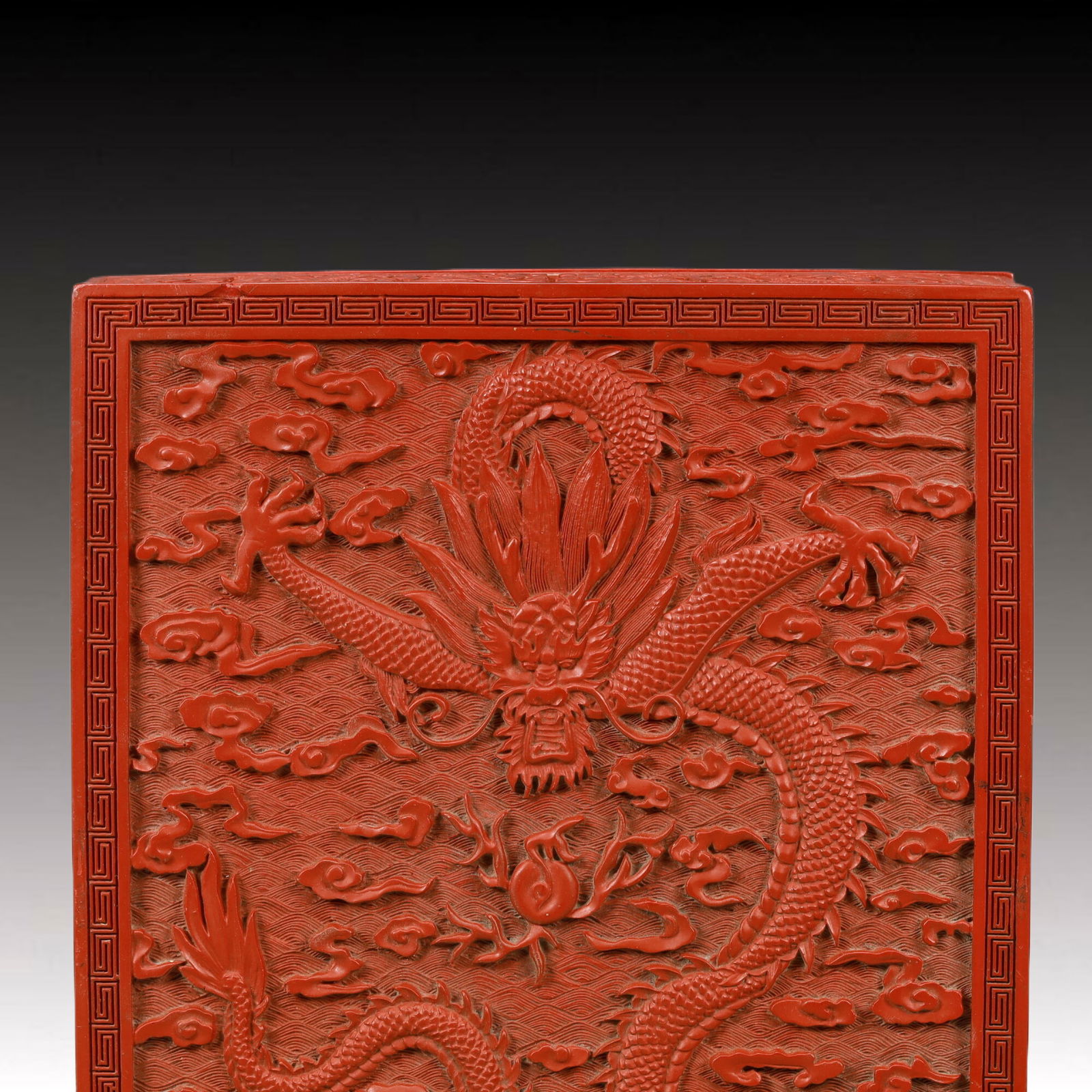 A Craved Red Lacquer Auspicious Cloud and Dragon Pattern Box - 4