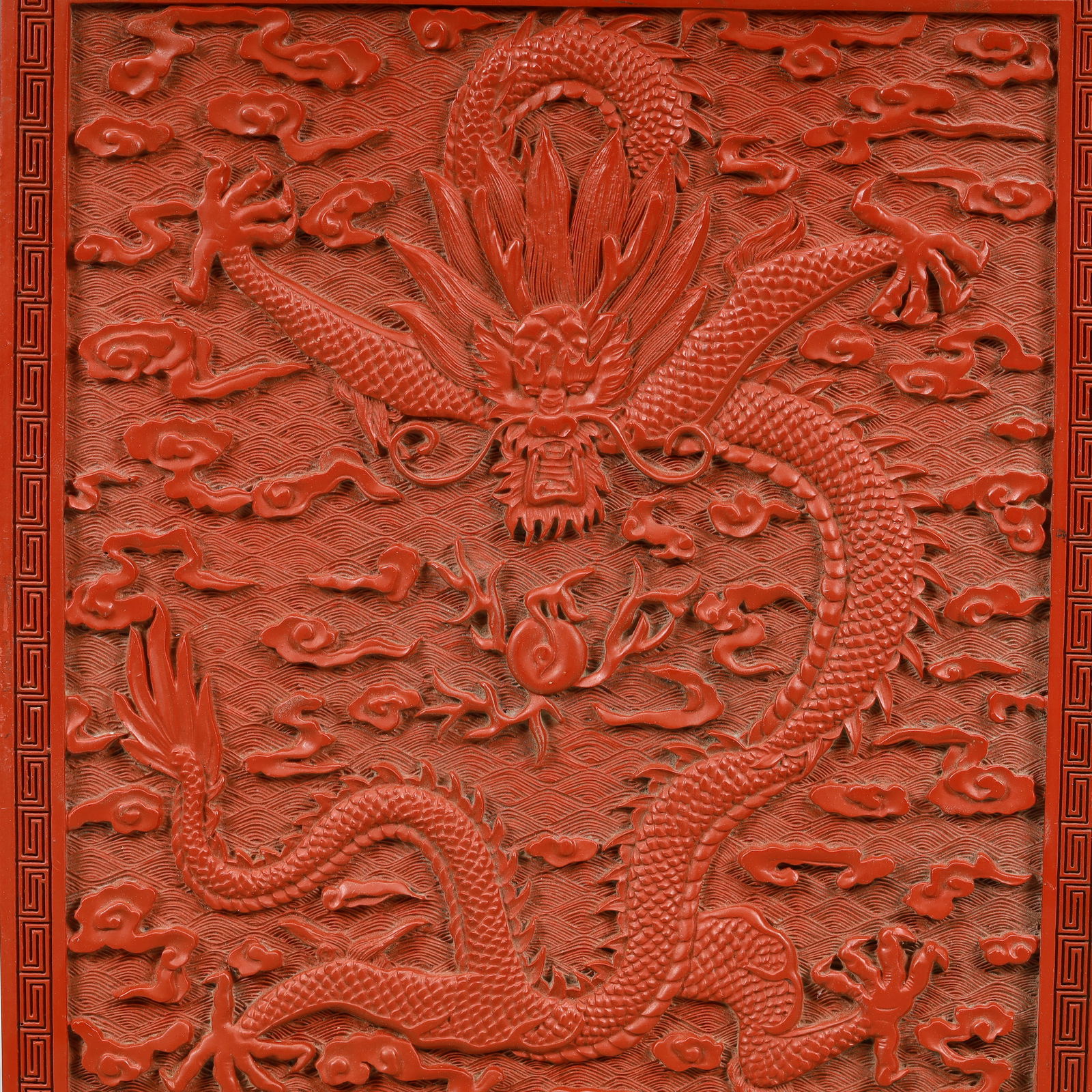 A Craved Red Lacquer Auspicious Cloud and Dragon Pattern Box - 6