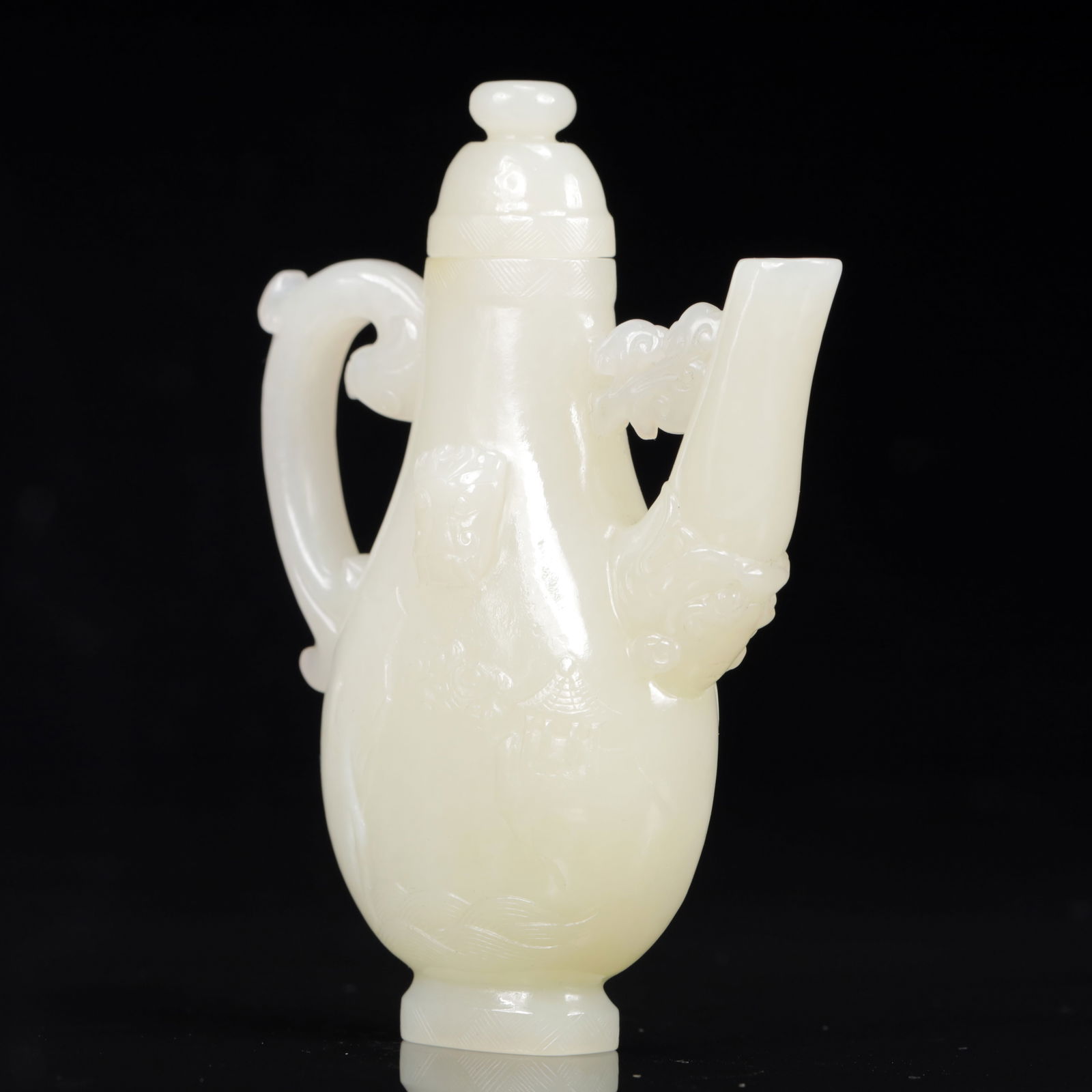 An Exquisite White Jade Figure Pattern Ewer - 6