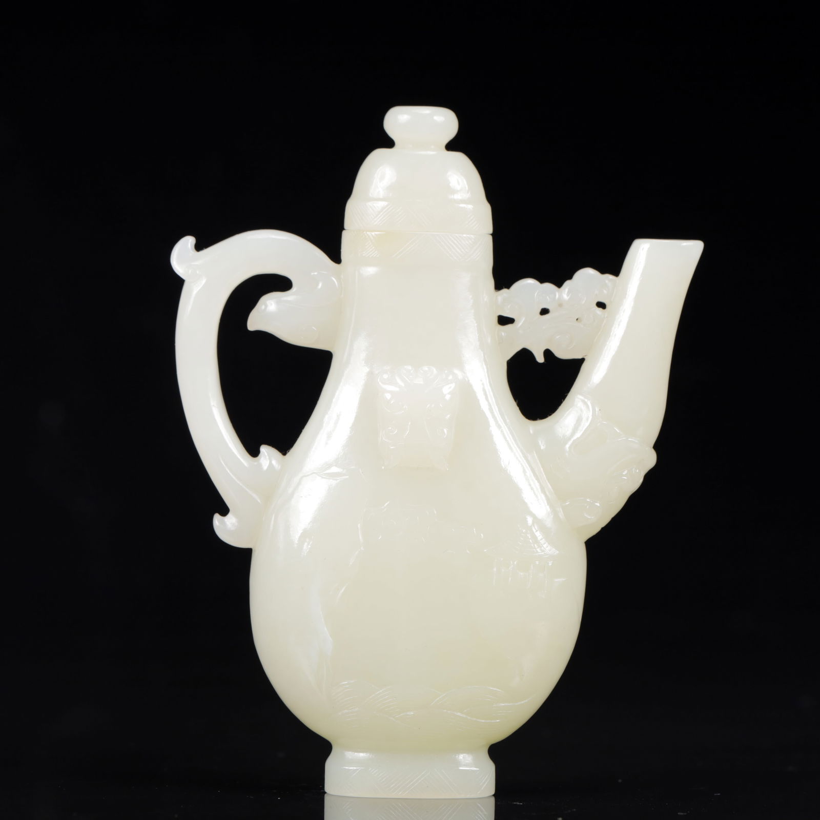 An Exquisite White Jade Figure Pattern Ewer - 7