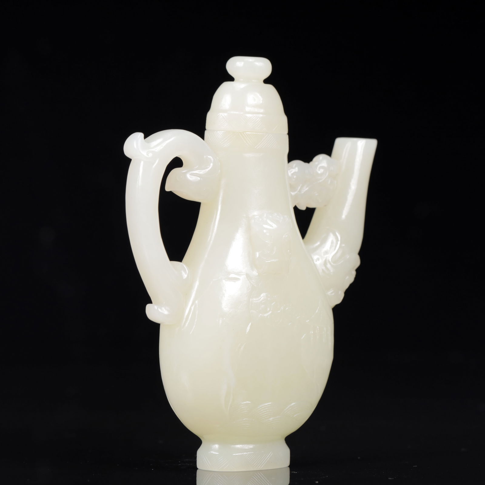 An Exquisite White Jade Figure Pattern Ewer - 8