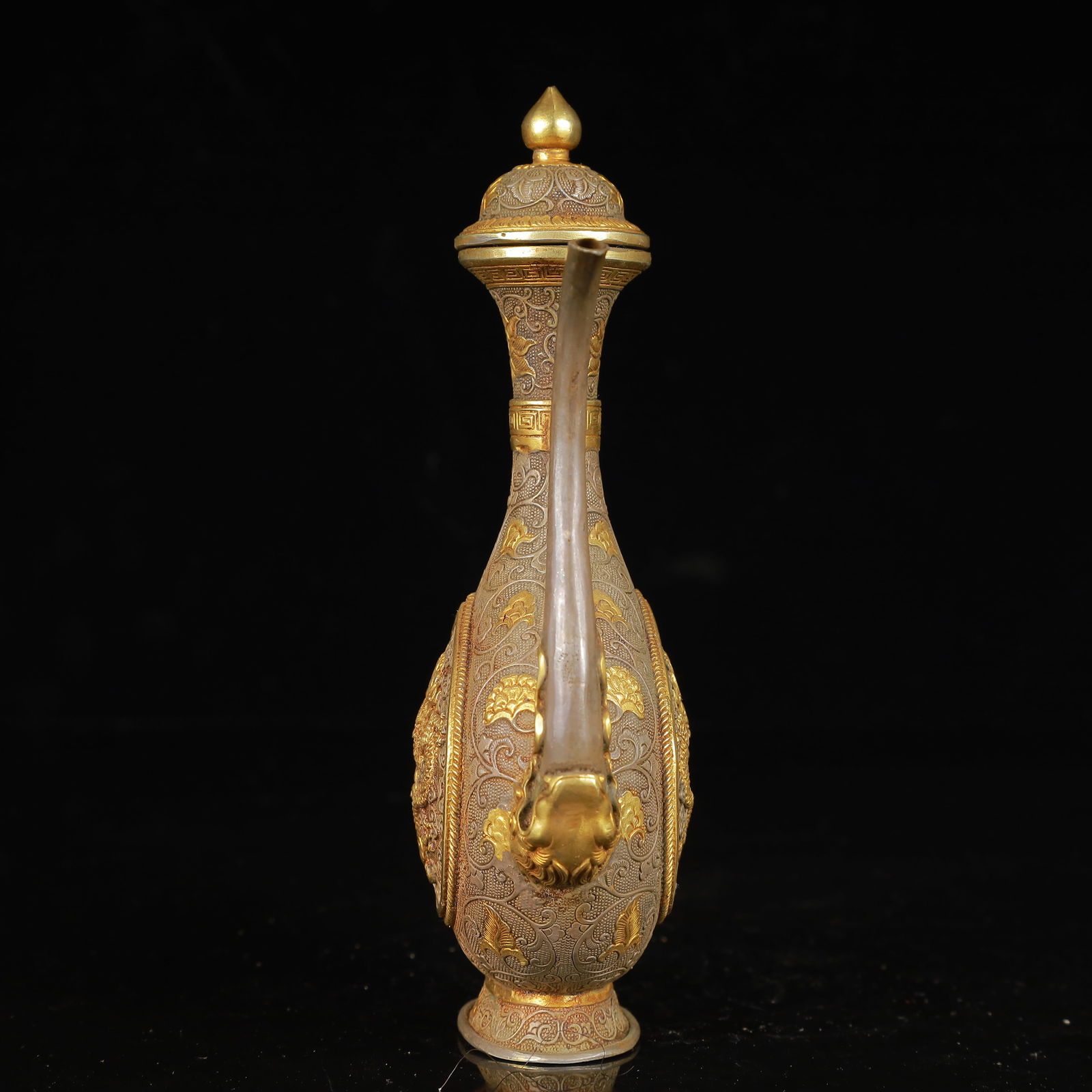 An Exquisite Gilt Silver Dragon Pattern Ewer - 8