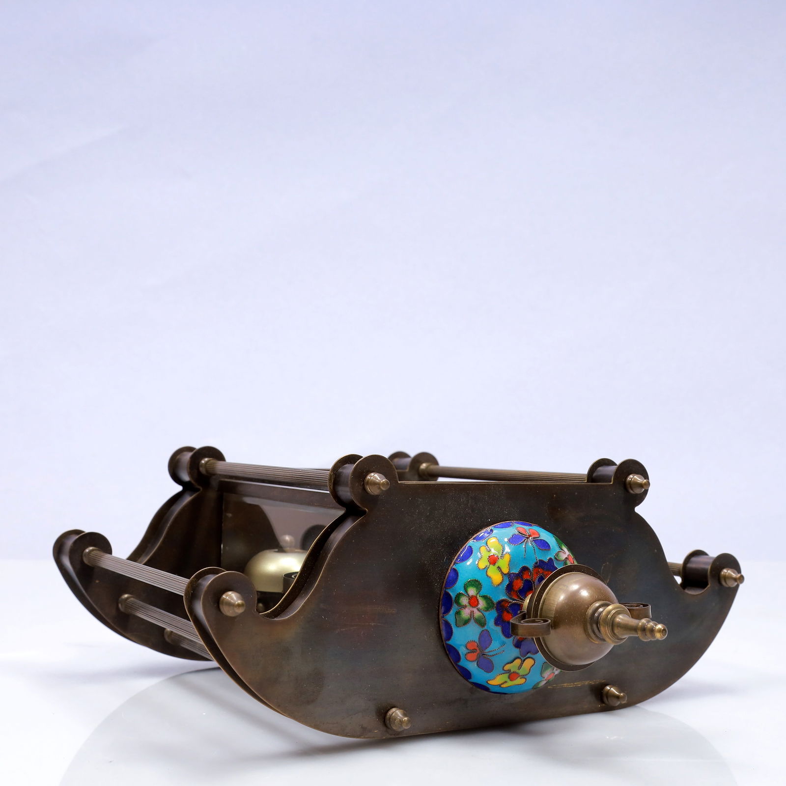 An Exquisite Cloisonne Flower Pattern Table Clock Ornament - 10