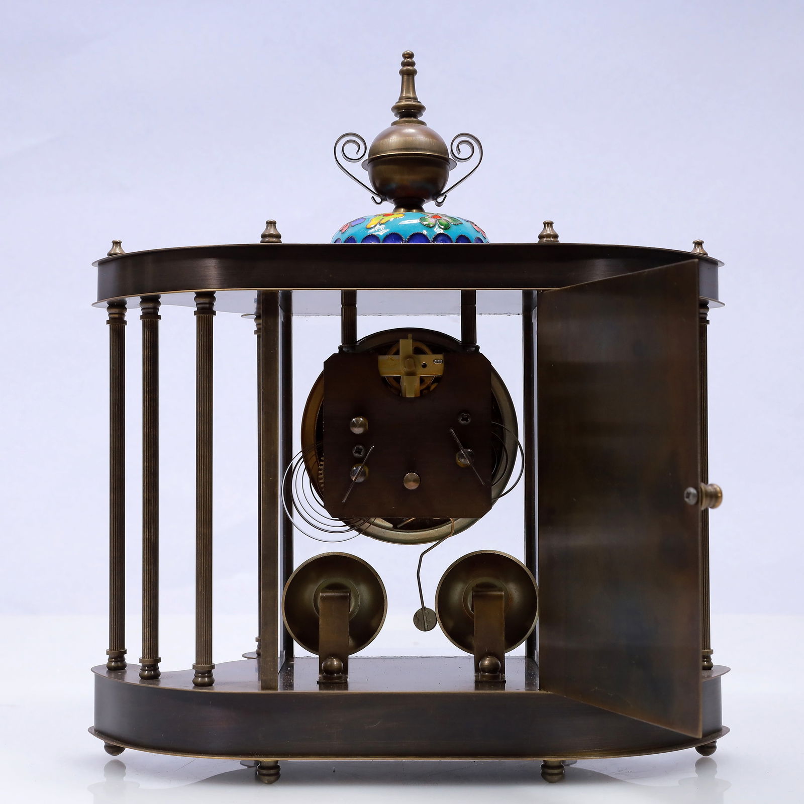 An Exquisite Cloisonne Flower Pattern Table Clock Ornament - 7