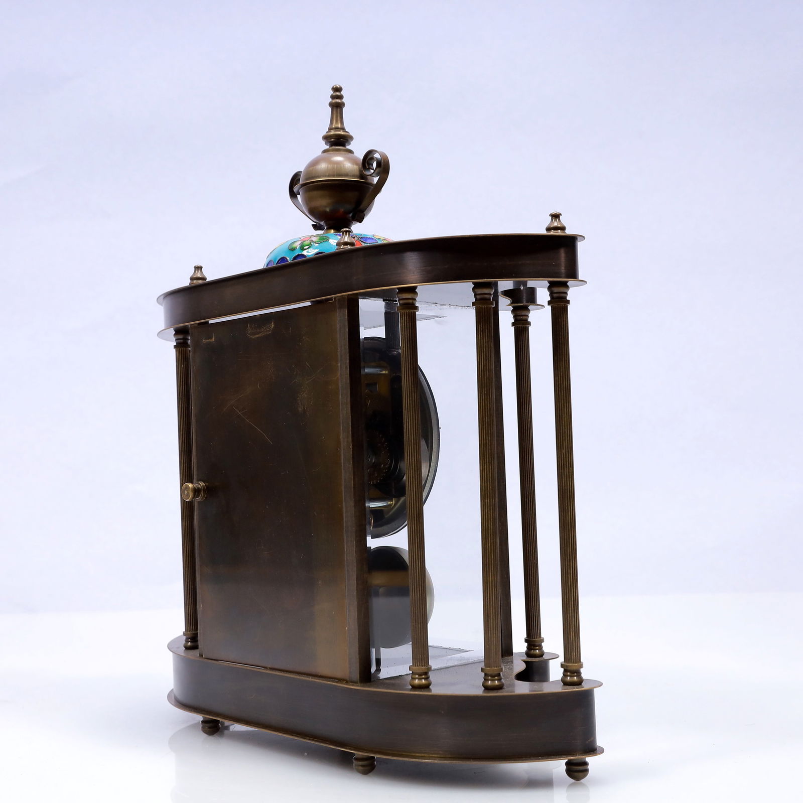 An Exquisite Cloisonne Flower Pattern Table Clock Ornament - 8