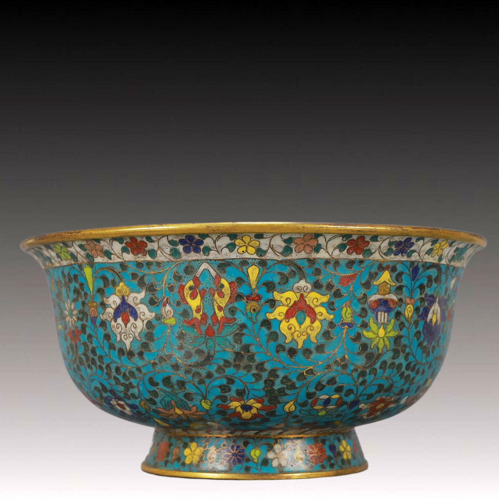 An Exquisite Cloisonne Lotus and Eight Treasures Pattern Bowl (1 of 5)