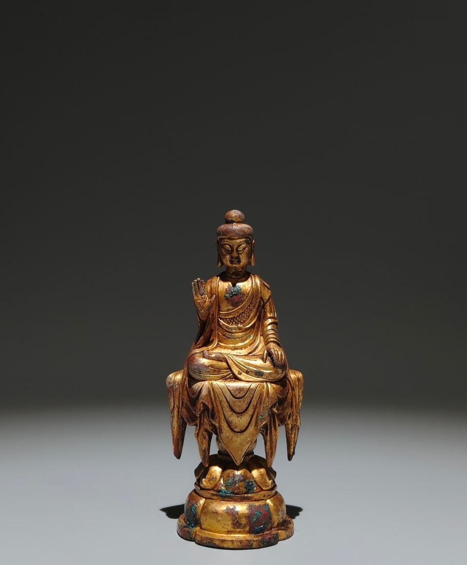 A Solemn Gilt Bronze Buddha Statue,With Inscription (1 of 9)