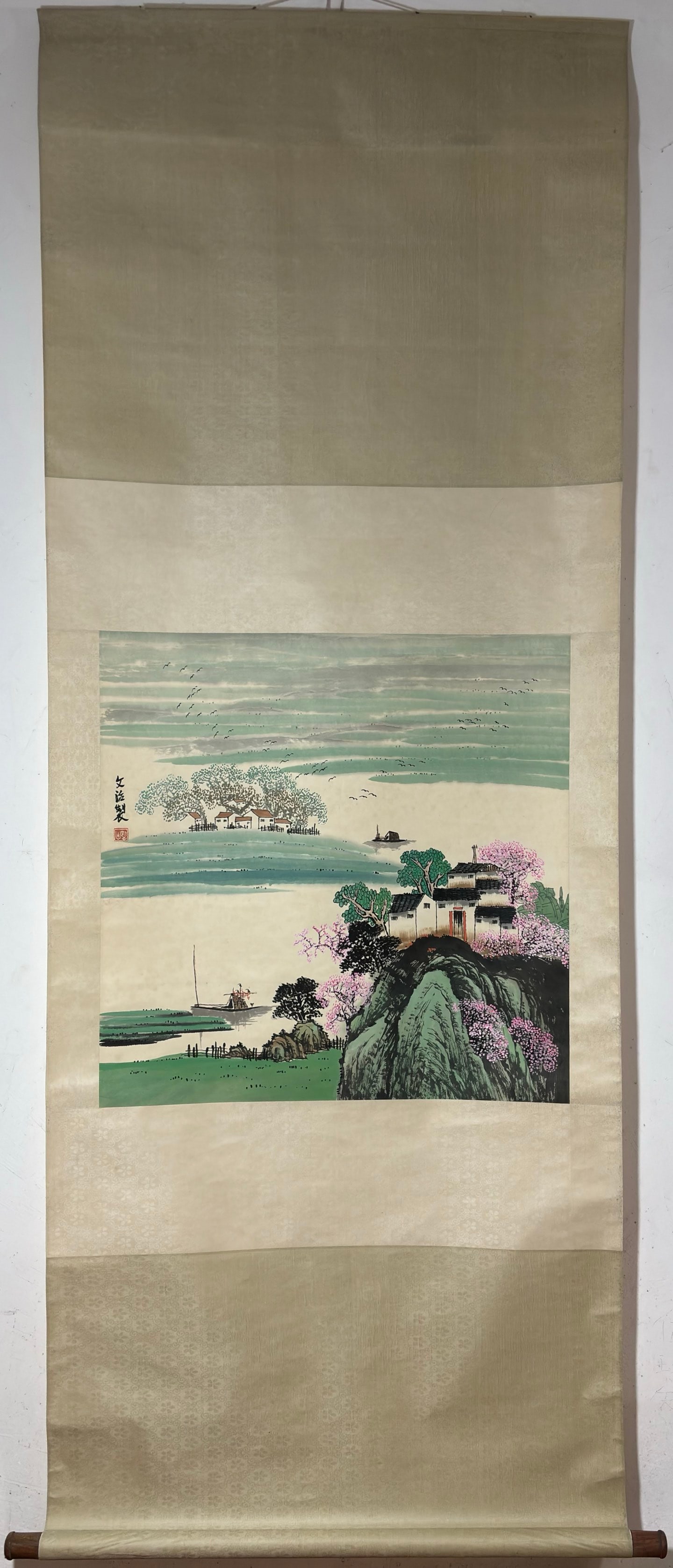 A Chinese Vertical Scroll Ink Painting of Landscape on Paper,Song Wenzhi (1 of 9)