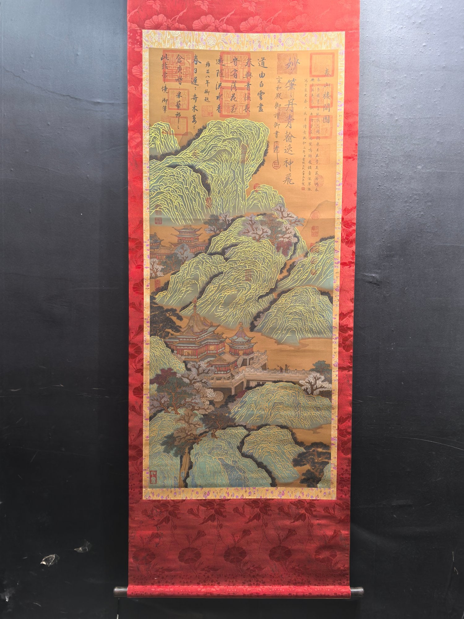 A Chinese Vertical Scroll Ink Painting of Landscape and Figure on Silk,Wang Ximeng (1 of 9)
