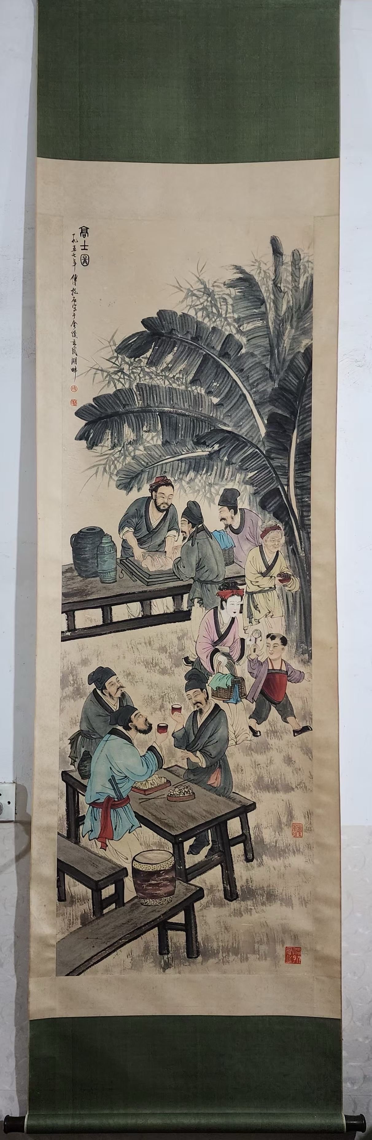 A Chinese Vertical Scroll Ink Painting of Character and Story on Paper,Fu Baoshi (1 of 9)