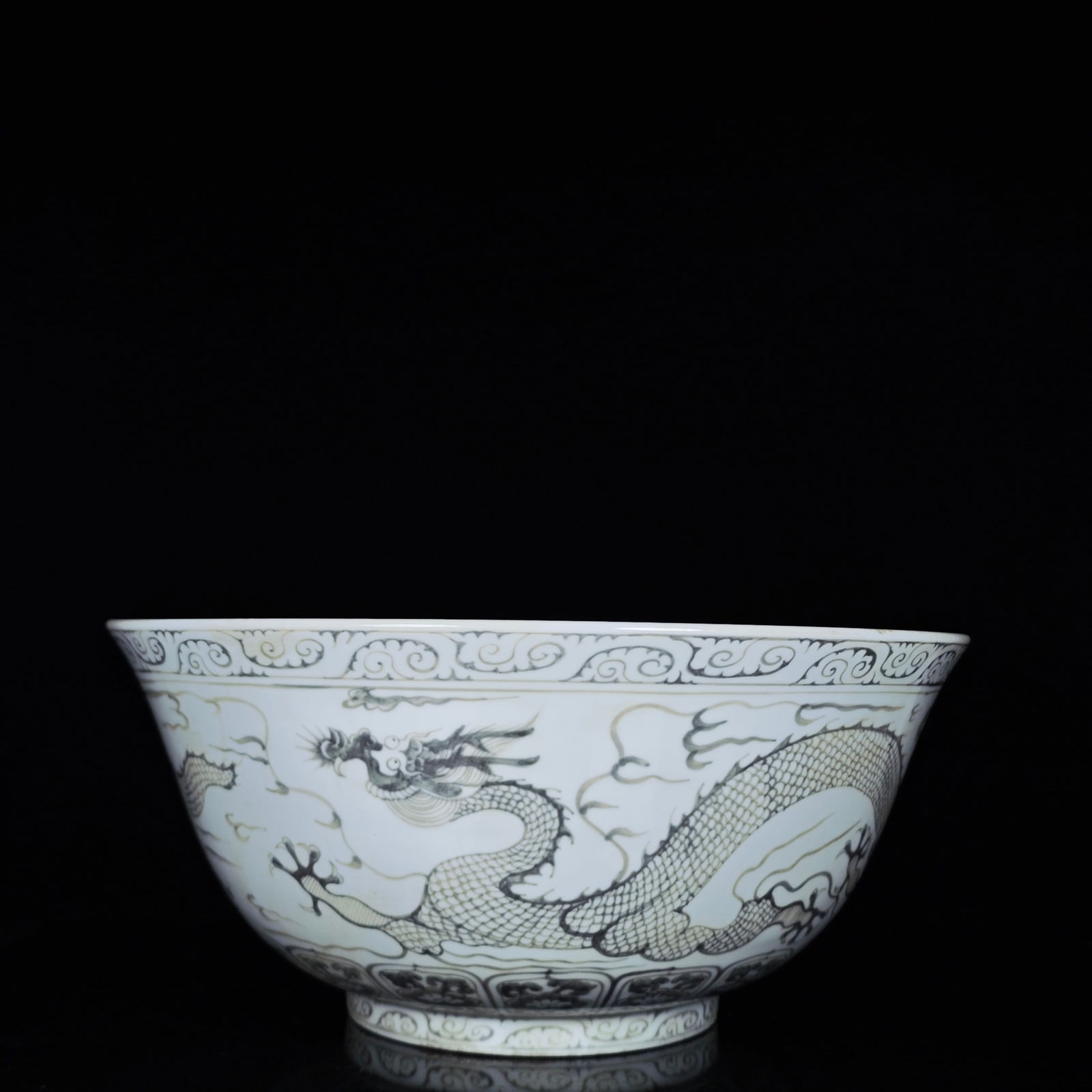 A Rare Underglaze-Red Auspicious Cloud and Dragon Pattern Bowl (1 of 9)