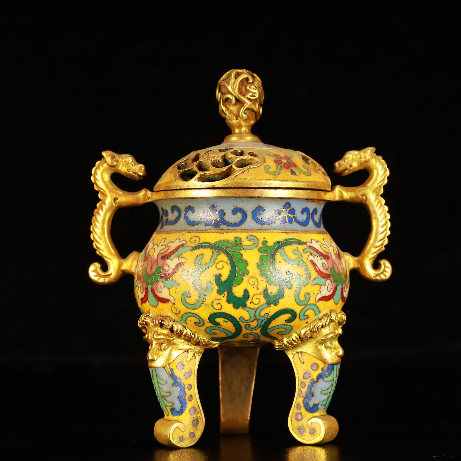 An Exquisite Cloisonne Lotus Pattern Dragon-Ears Beast-Legs Censer (1 of 9)