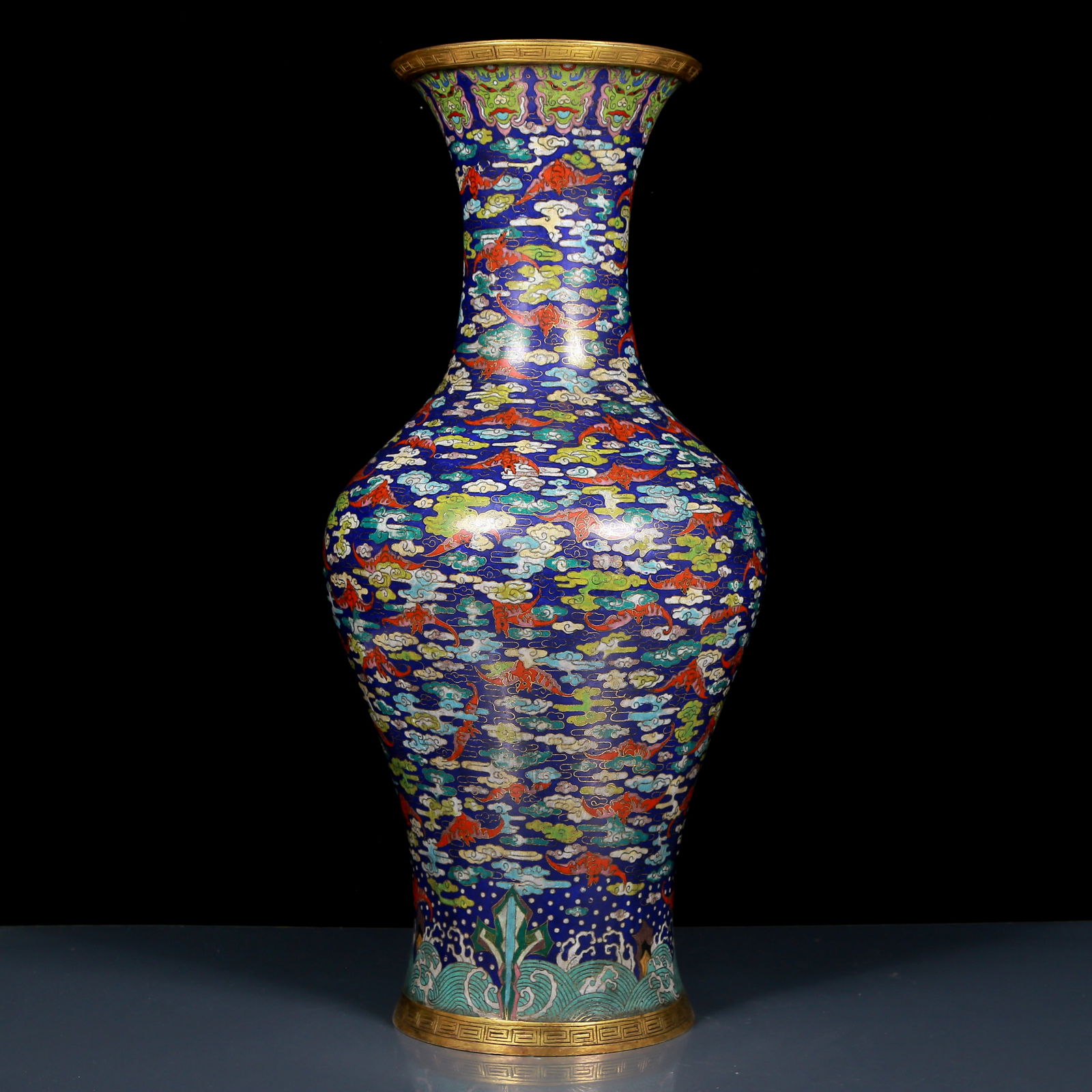 A Huge Cloisonne Auspicious Cloud and Bats Pattern Vase - 5