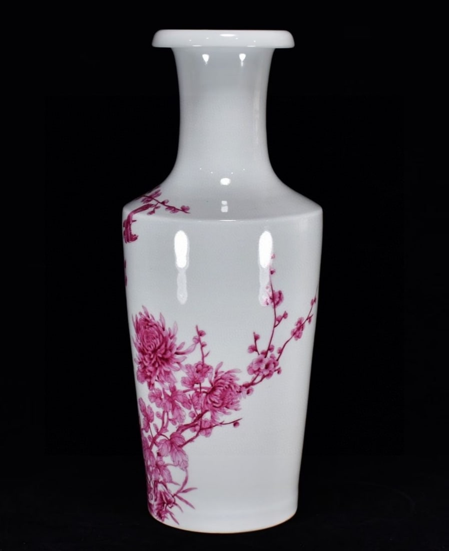 A Huge Ruby Red-Glazed Flower and Bird Pattern Vase - 2