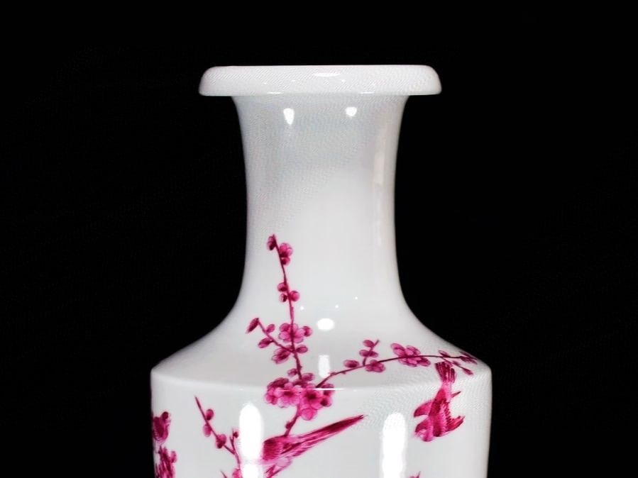 A Huge Ruby Red-Glazed Flower and Bird Pattern Vase - 5