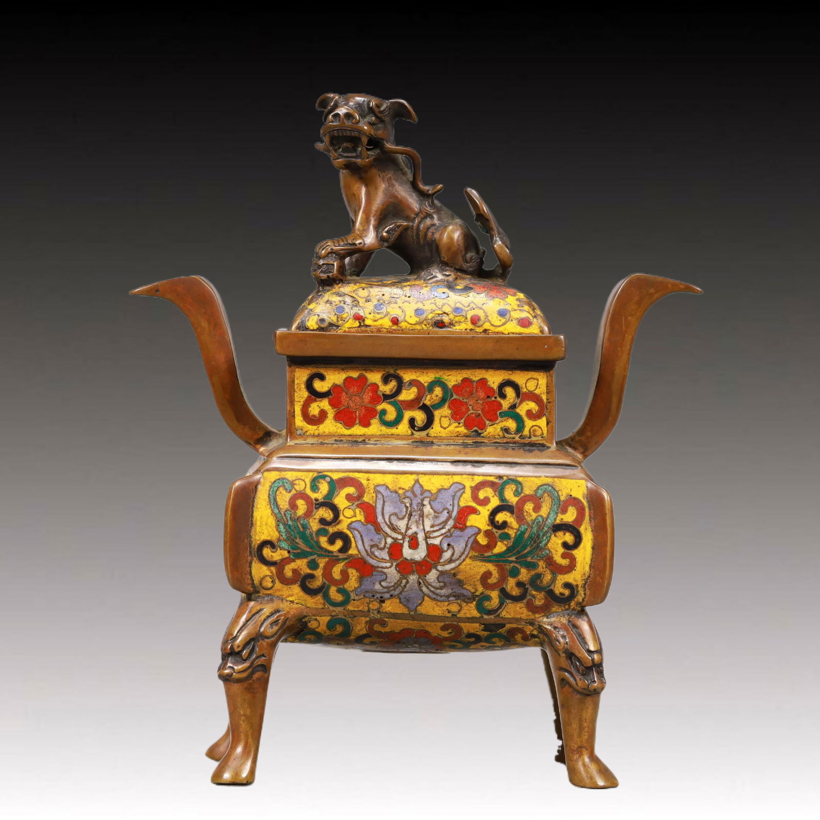A Cloisonne 'Scrolling Lotus& Lion' Censer And Cover (1 of 11)