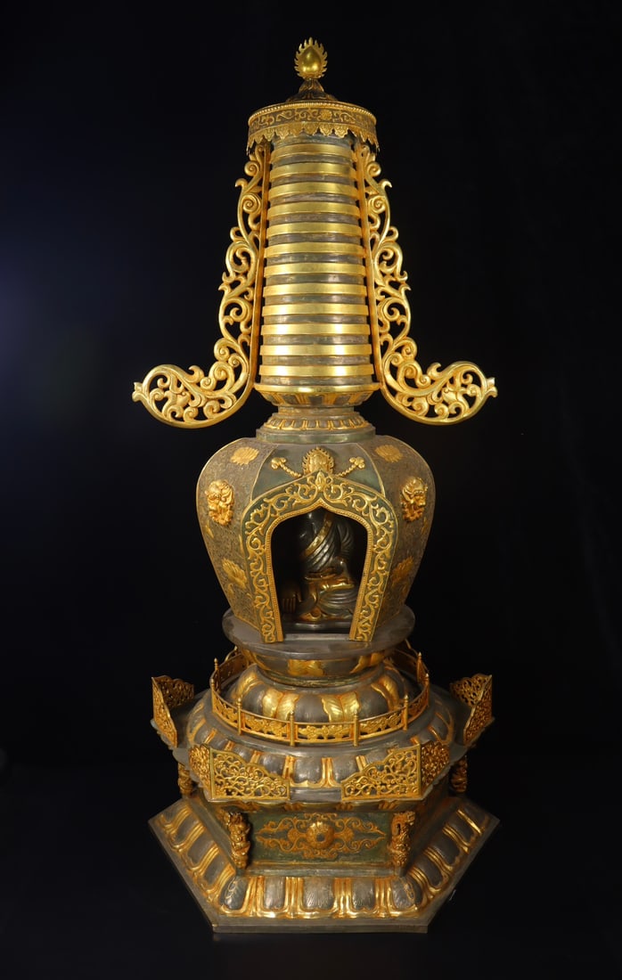 A Huge Gilt Bronze Lotus Pattern Pagoda (1 of 11)