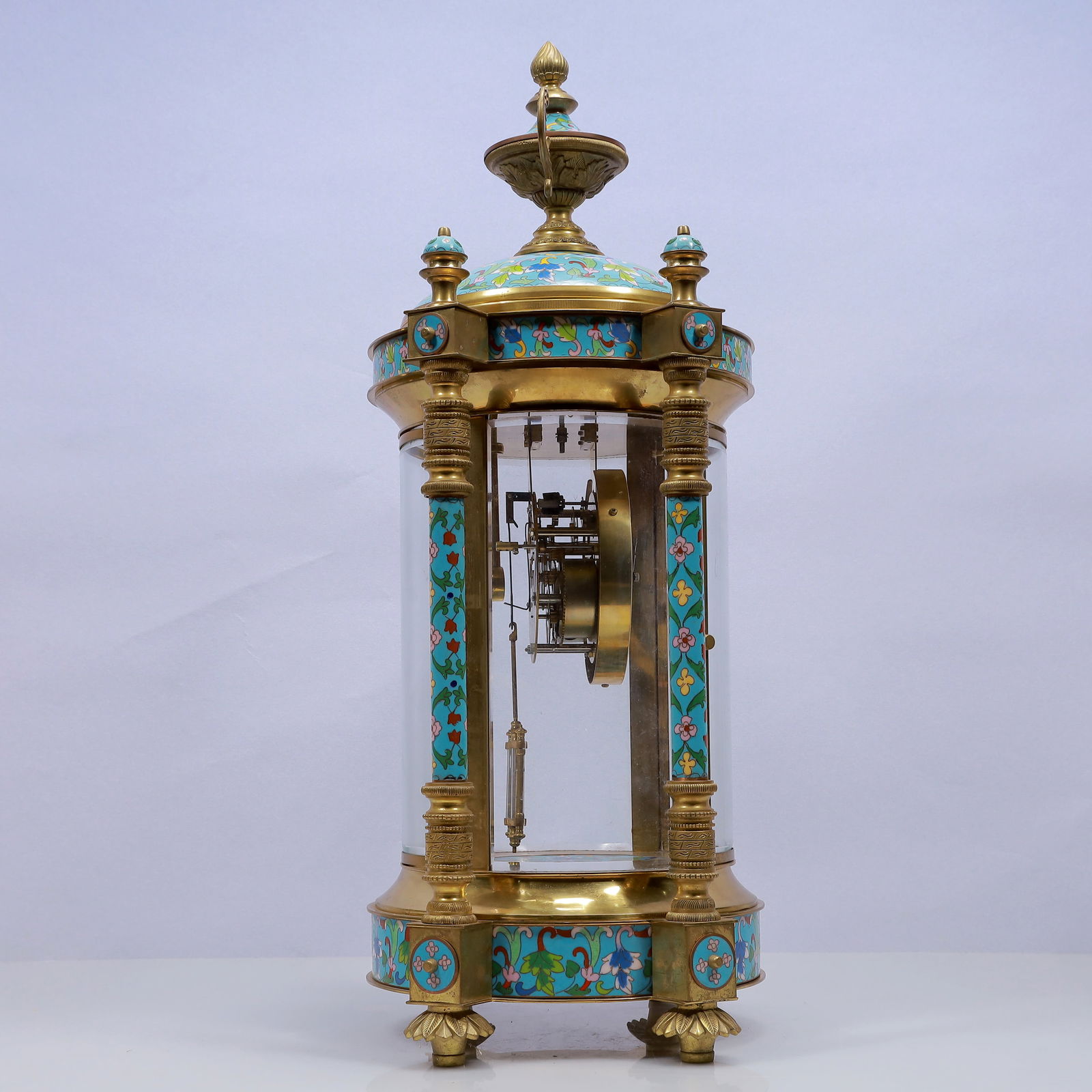 An Exquisite Cloisonne Flower Pattern Table Clock Ornament - 11