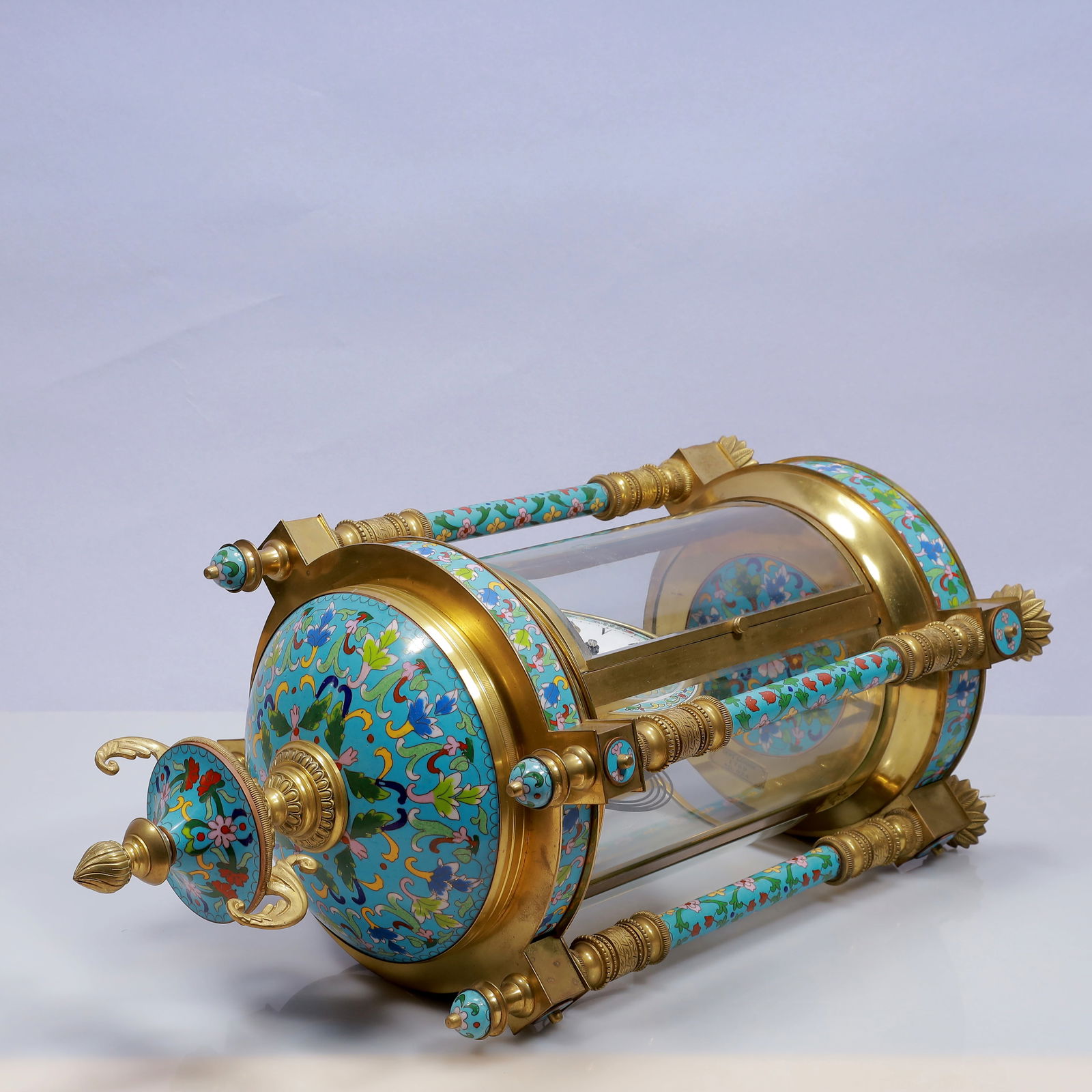 An Exquisite Cloisonne Flower Pattern Table Clock Ornament - 12