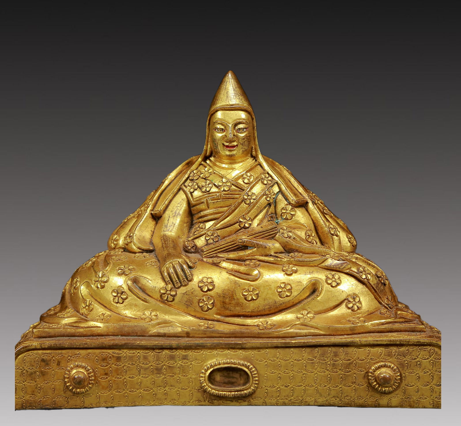 A Solemn Gilt Bronze Statue of Guru,With Inscription (1 of 8)
