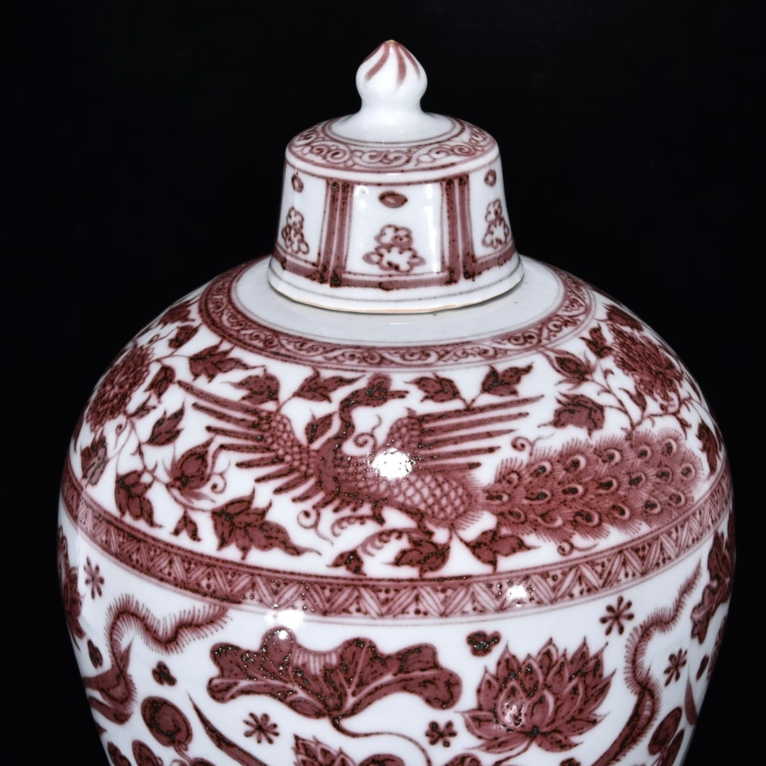 A Huge Underglaze-Red Fish and Algae Pattern Bottle - 4