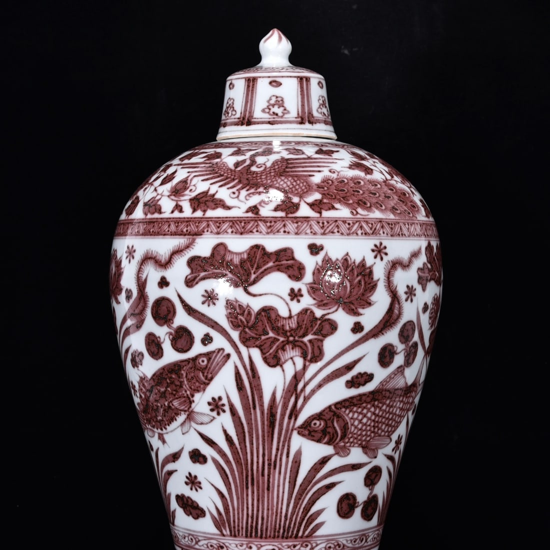 A Huge Underglaze-Red Fish and Algae Pattern Bottle - 5