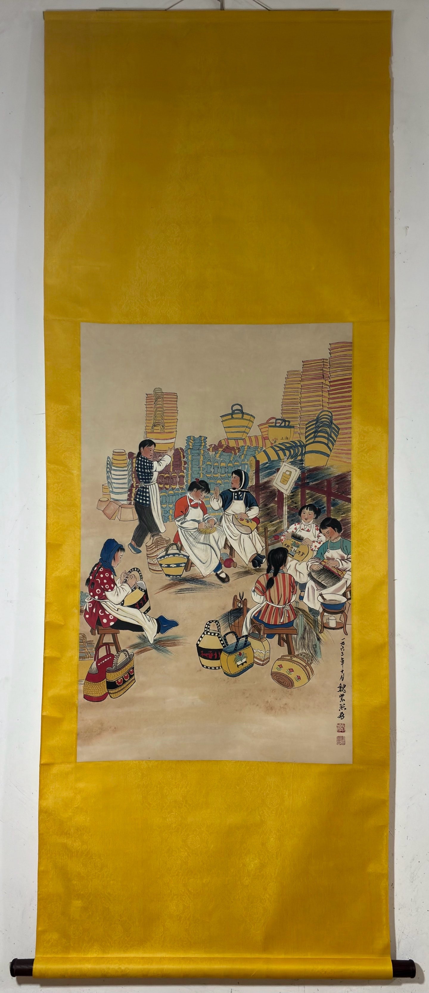 A Chinese Vertical Scroll Ink Painting of Character and Story on Paper,Wei Zixi (1 of 9)