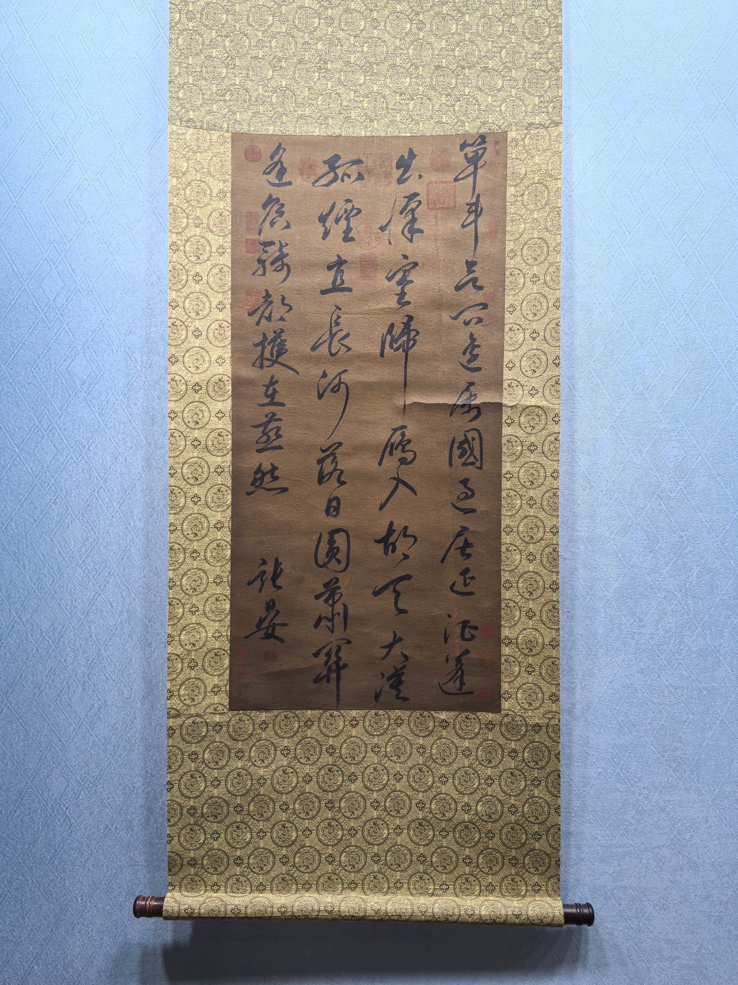 A Chinese Vertical Scroll Ink Calligraphy on Silk,Zhang Yan (1 of 6)