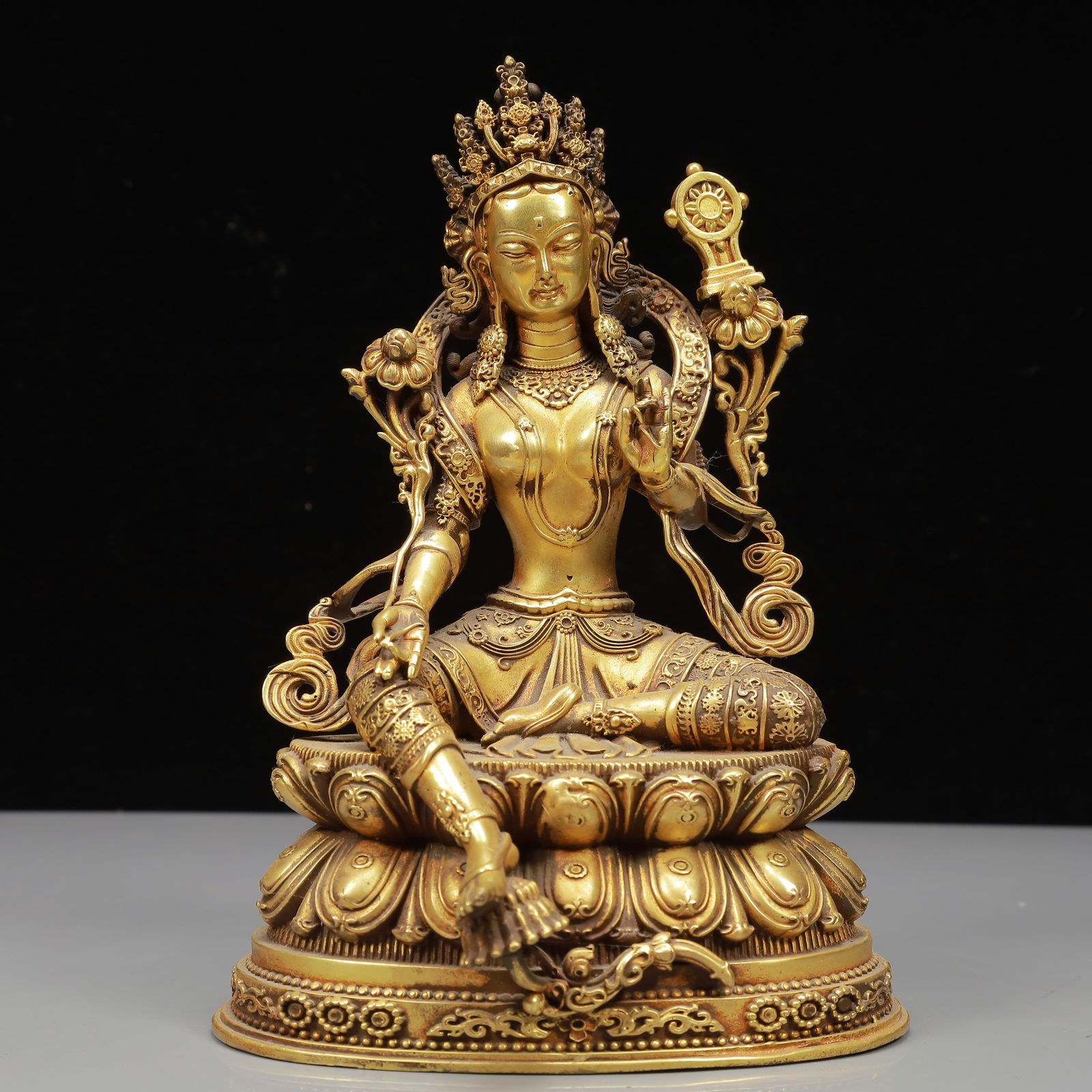 A Solemn Gilt Bronze Statue of Tara (1 of 12)