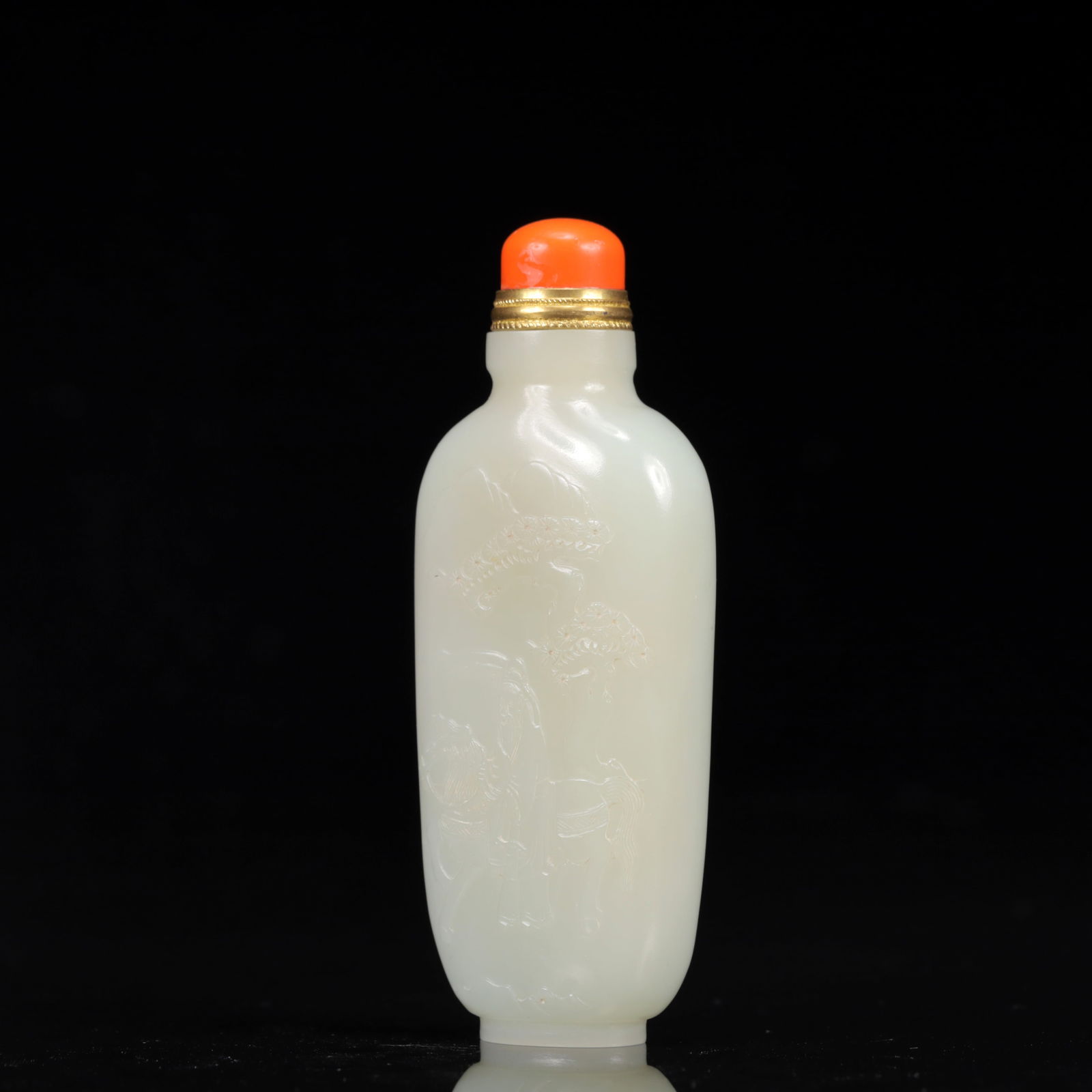 An Exquisite White Jade Figure Pattern Snuff Bottle - 2