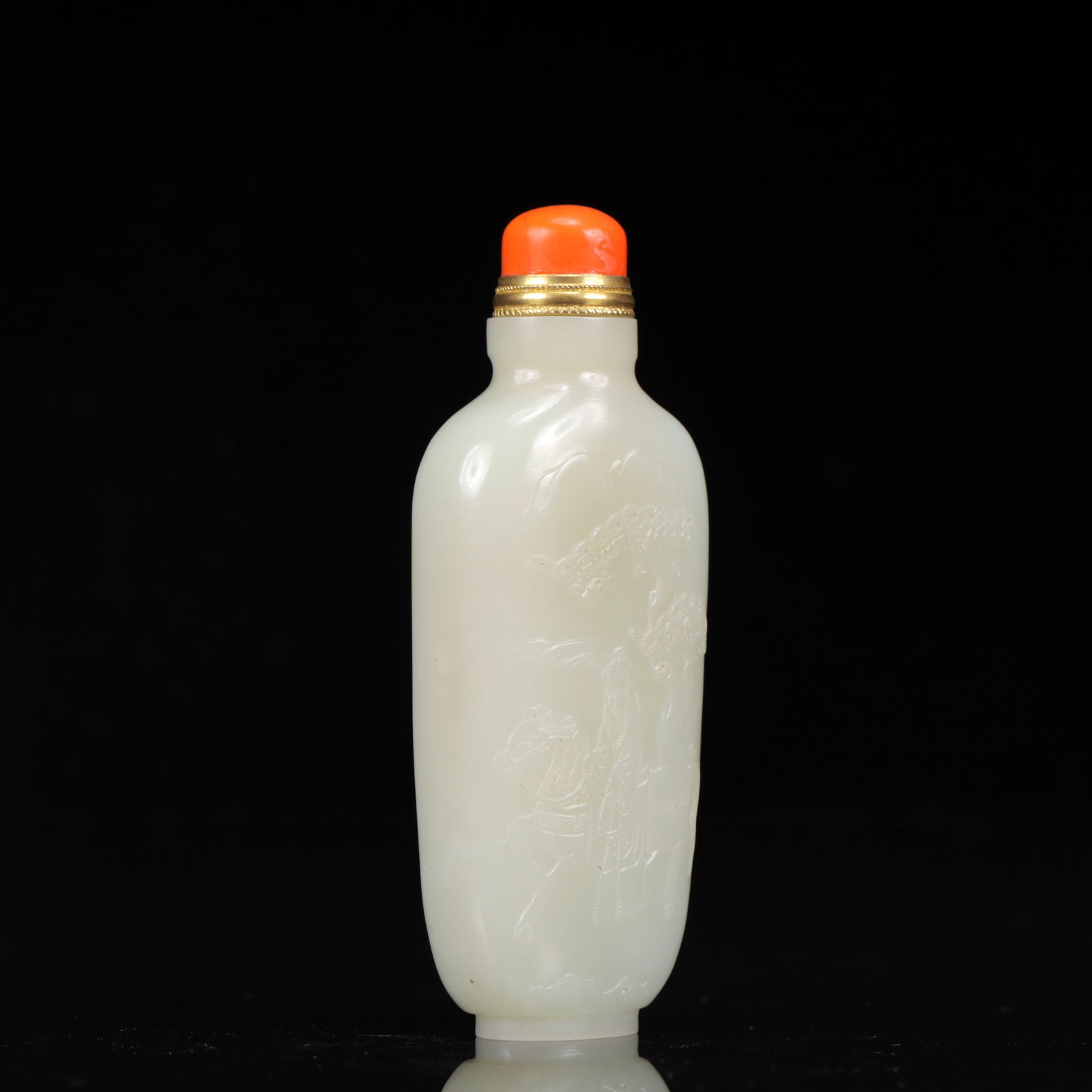 An Exquisite White Jade Figure Pattern Snuff Bottle - 3