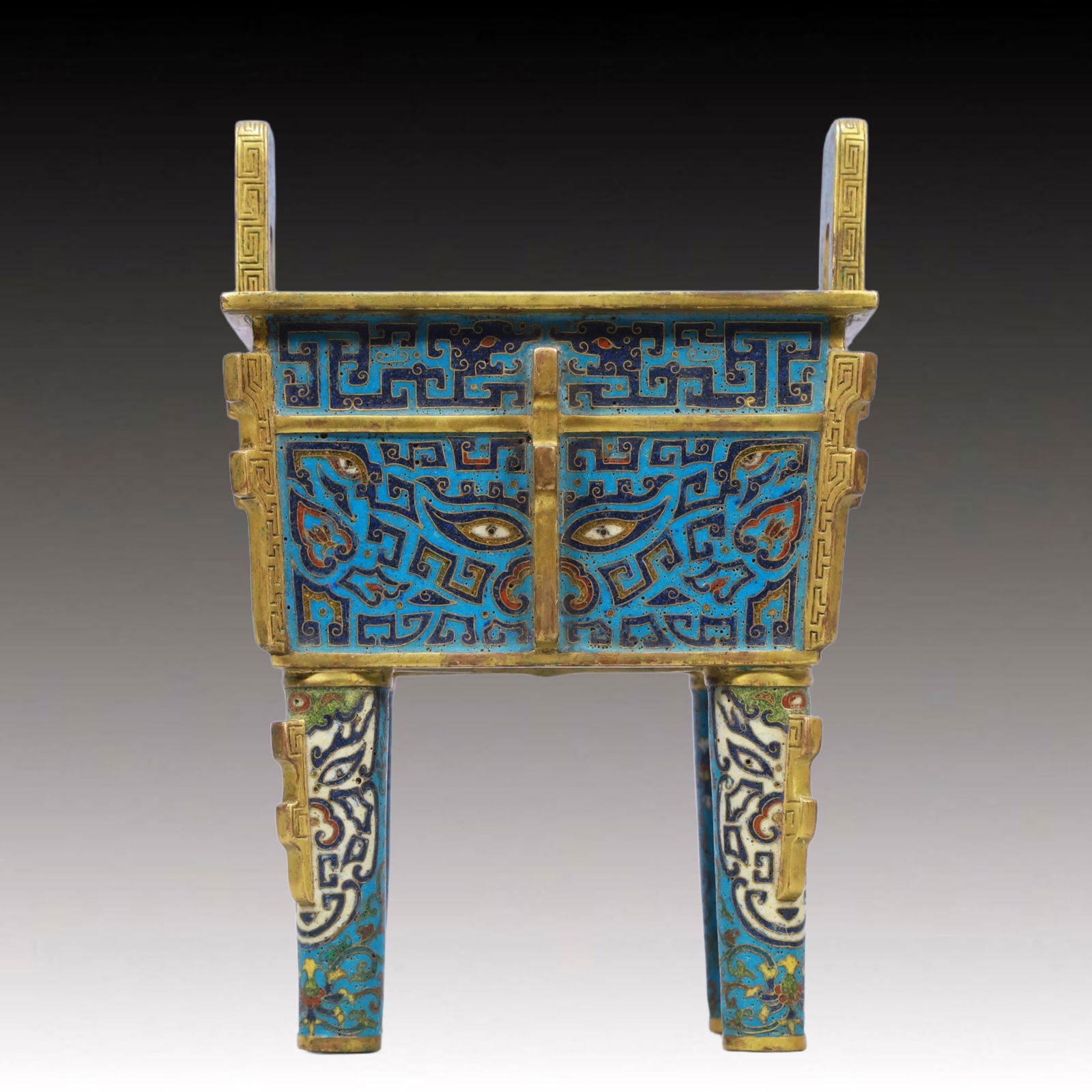 An Exquisite Cloisonne Beast-Face Pattern Double-Ears Censer (1 of 7)