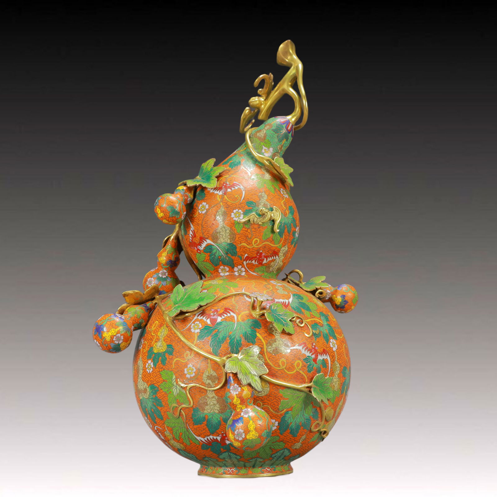 A Huge Cloisonne Bats and Gourd Pattern Gourd-Shaped Vase (1 of 14)