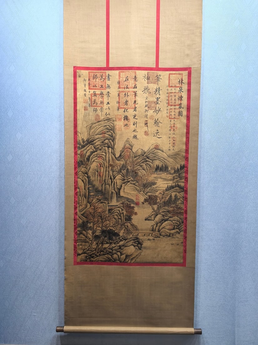 A Chinese Vertical Scroll Ink Painting of Landscape on Silk,Guo Xi (1 of 9)