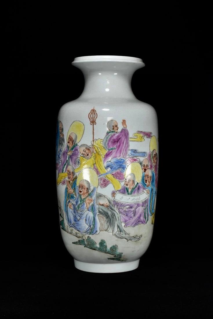 A Huge Famille-Rose Arhat Pattern Vase (1 of 9)